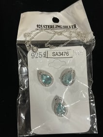 New 925 Sterling silver earrings/pendant set with chain