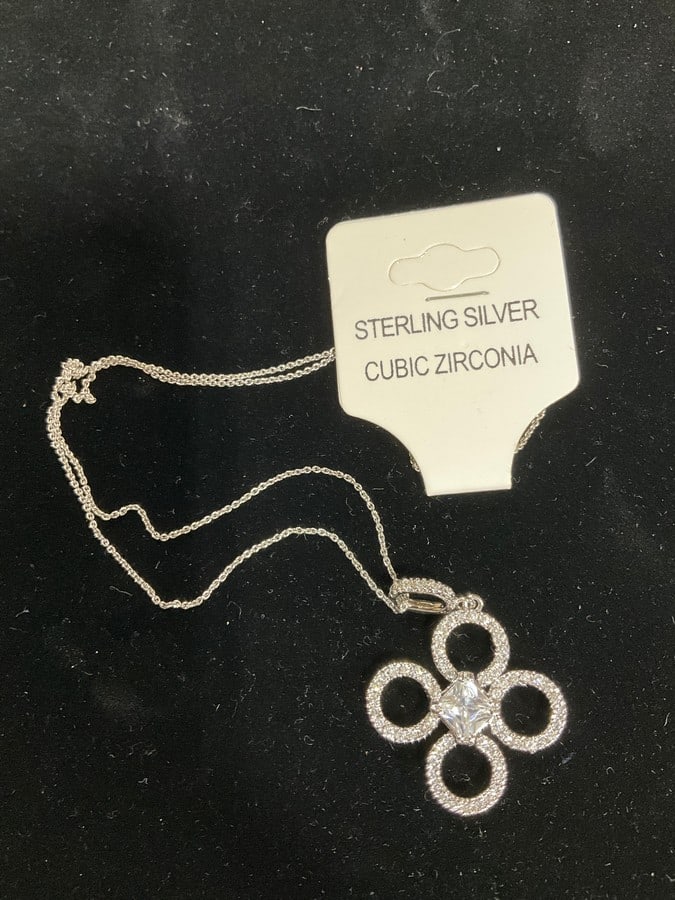 New 925 Sterling silver cz chain with pendant necklace (1 of 1)