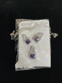 New 925 Sterling silver earrings/pendant set with chain