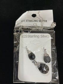 New 925 Sterling silver earrings/pendant set with chain
