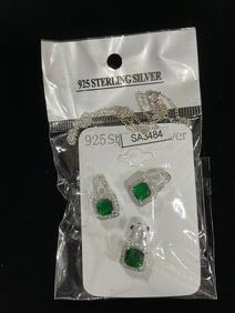 New 925 Sterling silver earrings/pendant set with chain