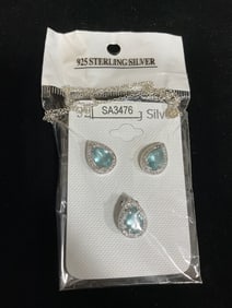 New 925 Sterling silver earrings/pendant set with chain