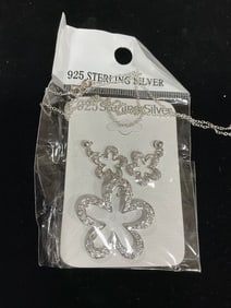 New 925 Sterling silver earrings/pendant set with chain