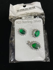 New 925 Sterling silver earrings/pendant set with chain