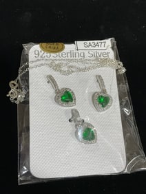 New 925 Sterling silver earrings/pendant set with chain
