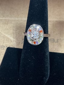 925 Sterling silver ring with diamond chips(size 7)