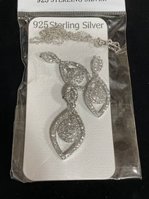 New 925 Sterling silver earrings/pendant set with chain