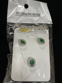 New 925 Sterling silver earrings/pendant set with chain