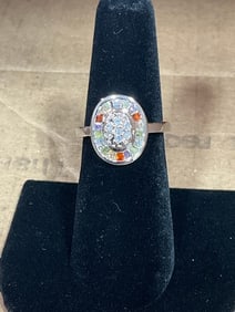 New 925 Sterling silver ring with stone and diamond chips(size 7)