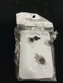 New 925 Sterling silver earrings/pendant set with chain