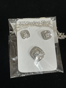 New 925 Sterling silver earrings/pendant set with chain