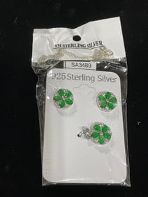 New 925 Sterling silver earrings/pendant set with chain