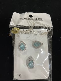 New 925 Sterling silver earrings/pendant set with chain