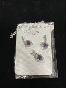 New 925 Sterling silver earrings/pendant set with chain
