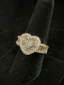 Sterling silver ring with stones(size 9)