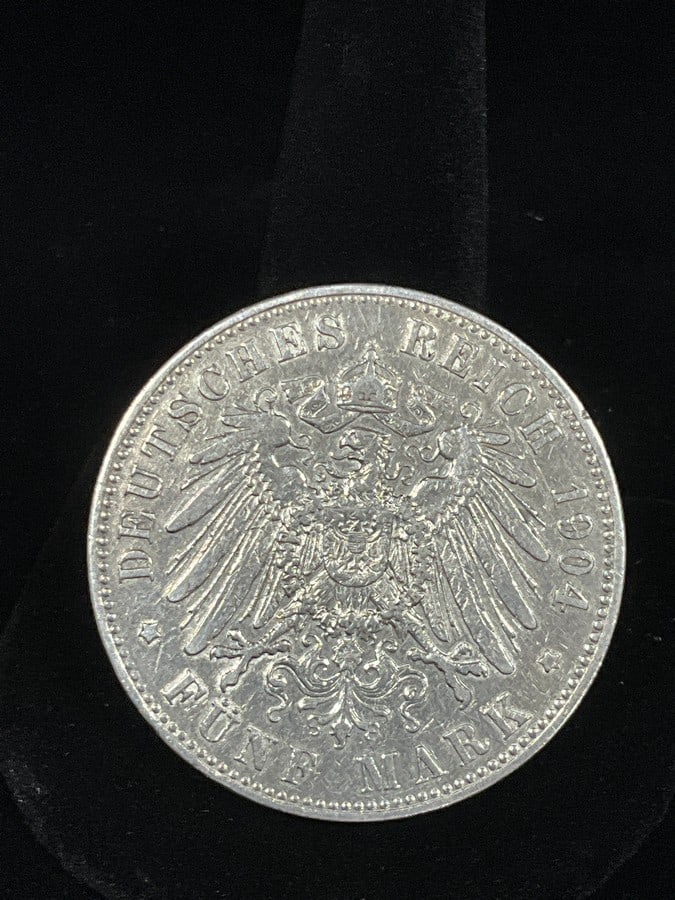 1904 5 mark silver coin: 1904 5 mark silver coin