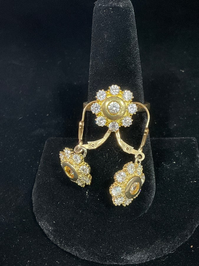 Silver with diamonds ring(7.5) with matching earrings: Silver with diamonds ring(7.5) with matching earrings