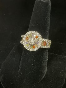 Sterling silver ring with stones(size 8)