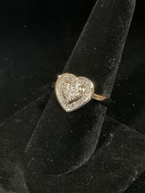 Sterling silver heart shaped ring with stones(size 9)
