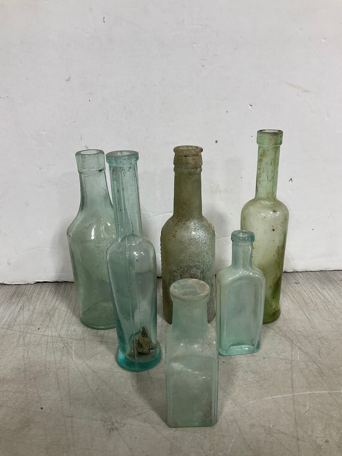 Vintage glass bottles(medicinal and more-7.5in.tall): Vintage glass bottles(medicinal and more-7.5in.tall)