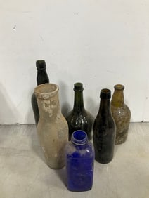 Vintage glass bottles(medicinal and more-12in.tallest)