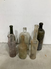 Vintage glass bottles(medicinal and more-10in.tallest)