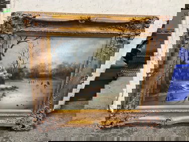 Framed and signed ice skating artwork(30.5in.x34in.)