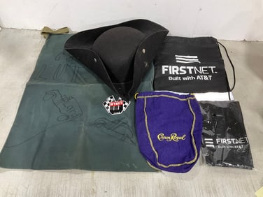 Crown Royal liquor bag, tricorn hat, and more