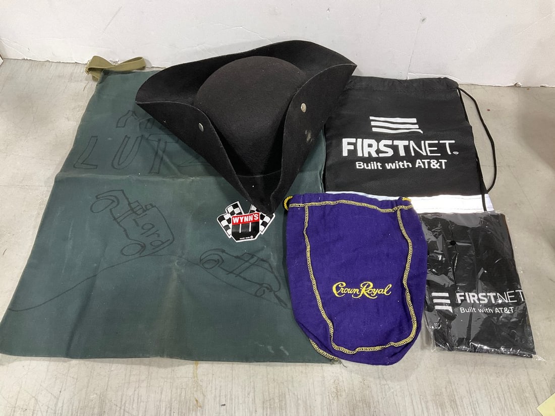 Crown Royal liquor bag, tricorn hat, and more: Crown Royal liquor bag, tricorn hat, and more