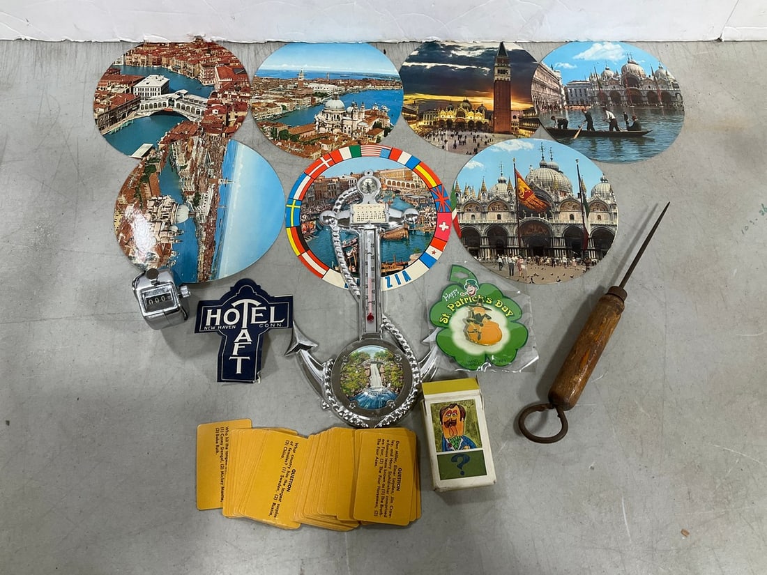 Vintage postcards, thermometer, and more: Vintage postcards, thermometer, and more