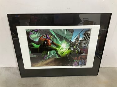 Marvel green goblin and Magneto in battle framed print(16in.x20in.)