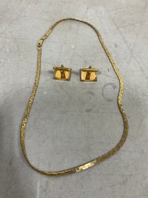 Gold Over Sterling Chain and Cuff Links
