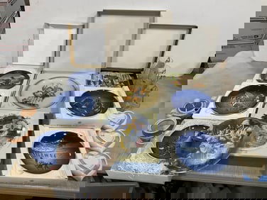 Various Decorative Ceramic Plates (Schmid, etc), Glasses (5in Tall), and more