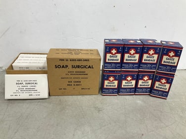 Vintage Gauze Bandages and Surgical Soap
