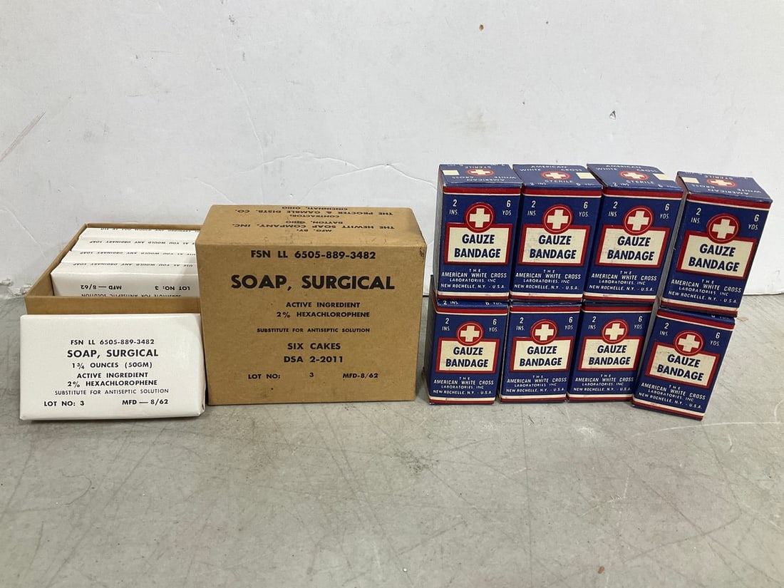 Vintage Gauze Bandages and Surgical Soap: Vintage Gauze Bandages and Surgical Soap