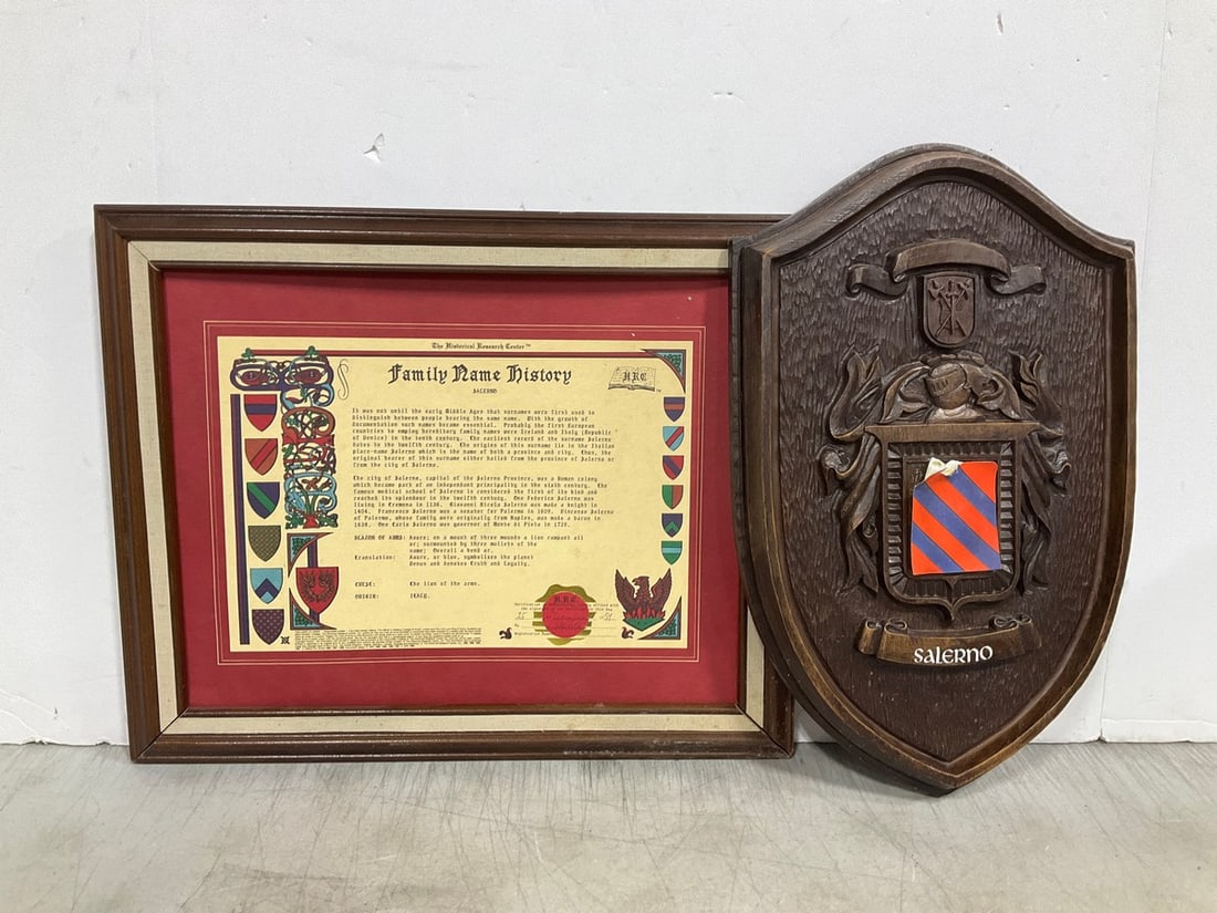Salerna Plaque (15.5inx10in) and Family History: Salerna Plaque (15.5inx10in) and Family History