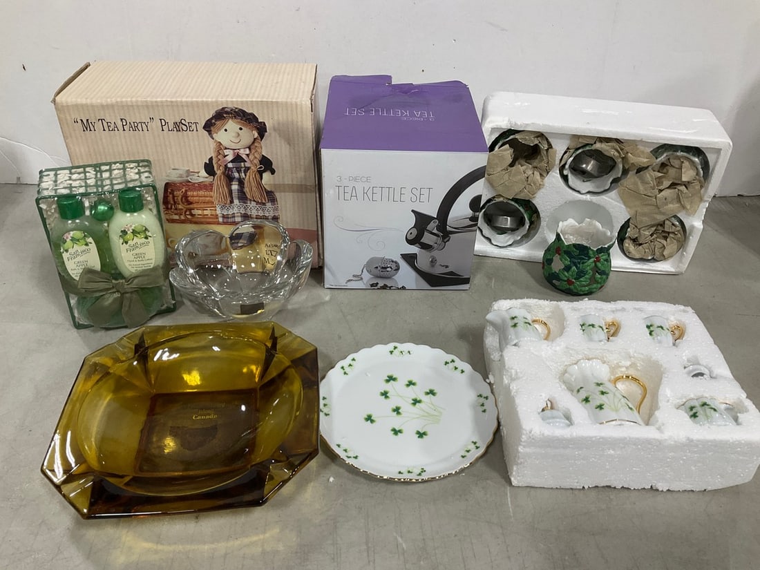 Tea Party Playset, Ceramic Candle Holders, 3pc Kettle Set, Large Glass Ash Tray, and more (1 of 1)