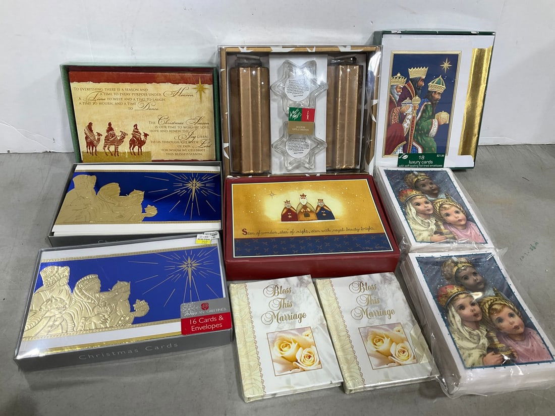 Glass Candle Holders, and Various Christmas Cards (1 of 1)