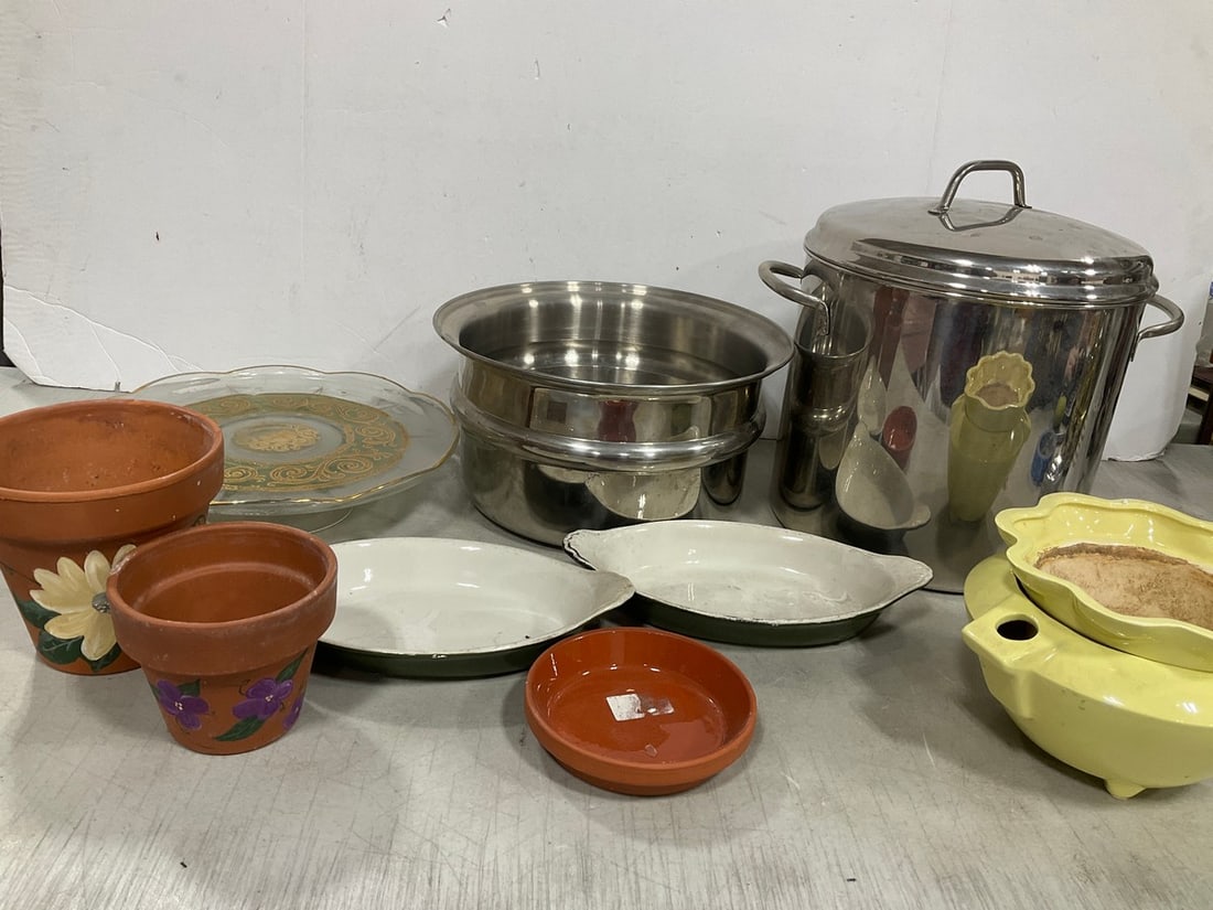 Various Pots, Planters, Glass Serving Tray, and more (1 of 1)
