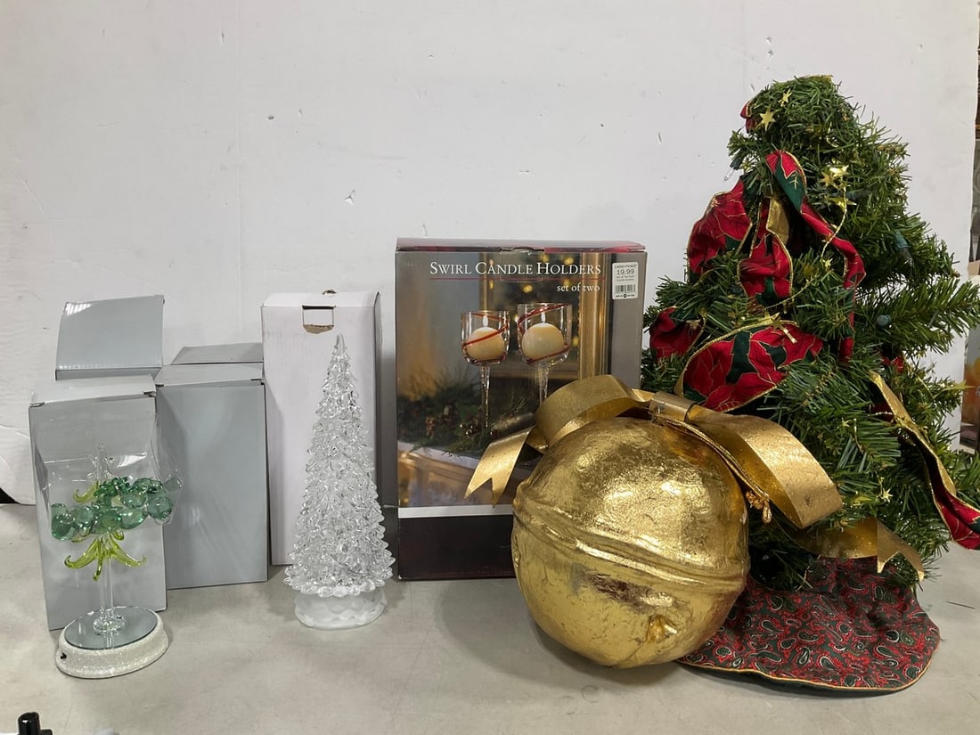 Swirl Candle Holders, Christmas Tree (20in Tall), Large Ornament Ball, and more (1 of 1)
