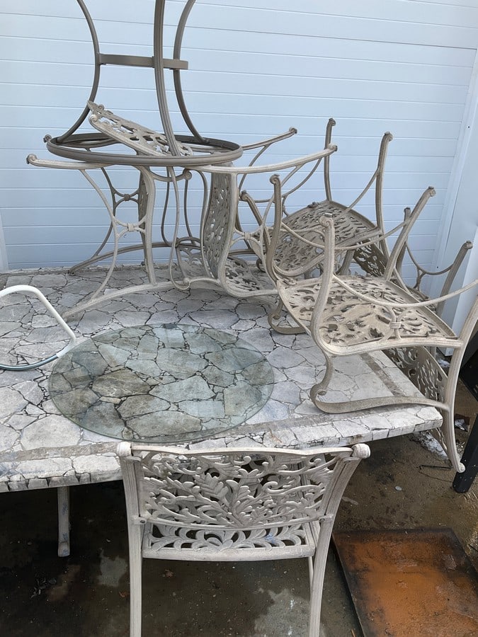 4Ft Square Tiled Patio Table with Metal Chairs (1 of 1)