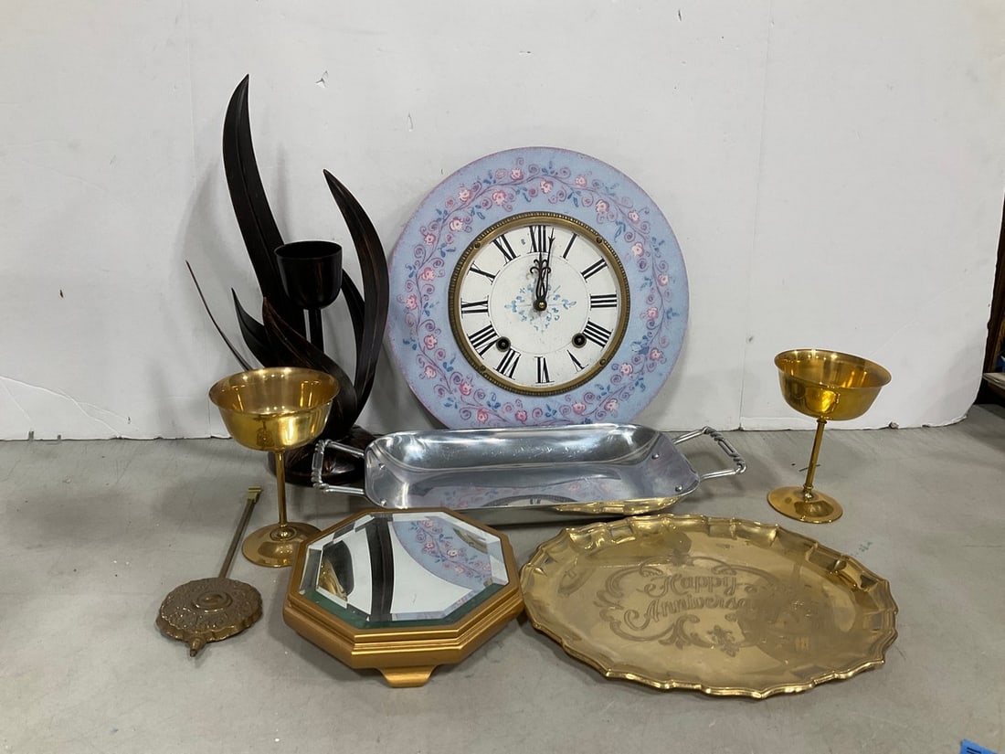 Metal Candle Holder, Serving Trays, Handpainted Wooden Clock, and more (Tallest - 15in) (1 of 1)