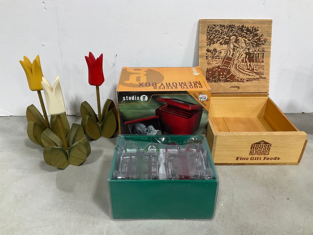 House of Almonds Wooden Box, Photo Keeper Memory Box, Wooden Flower Decor, and more (Tallest - 10in): House of Almonds Wooden Box, Photo Keeper Memory Box, Wooden Flower Decor, and more (Tallest - 10in)