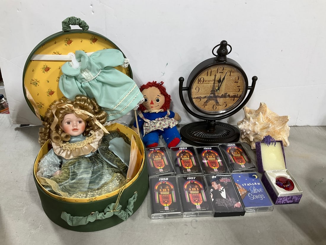 Vintage Dolls, Cassette Tapes, Clock, and more (Tallest - 12in) (1 of 1)