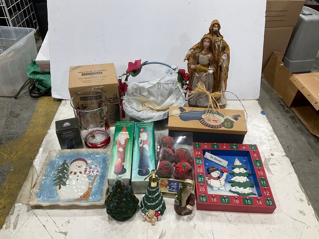 Various Christmas Decor, Musical Candle, Floral Basket, and more (Tallest - 20.5in) (1 of 1)
