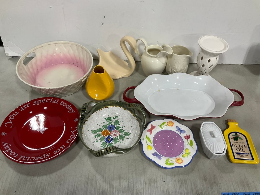 Various Ceramic Plates, Pitcher, Candle Holder, and more (Tallest - 7.5in) (1 of 1)