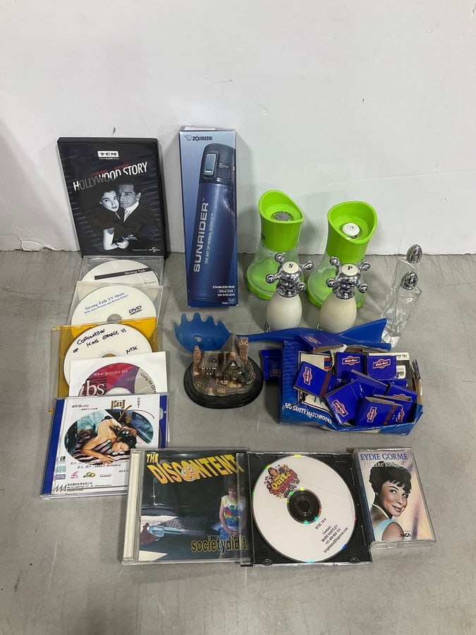 Sunrider stainless mug, salt/pepper shakers, CD's, and more: Sunrider stainless mug, salt/pepper shakers, CD's, and more