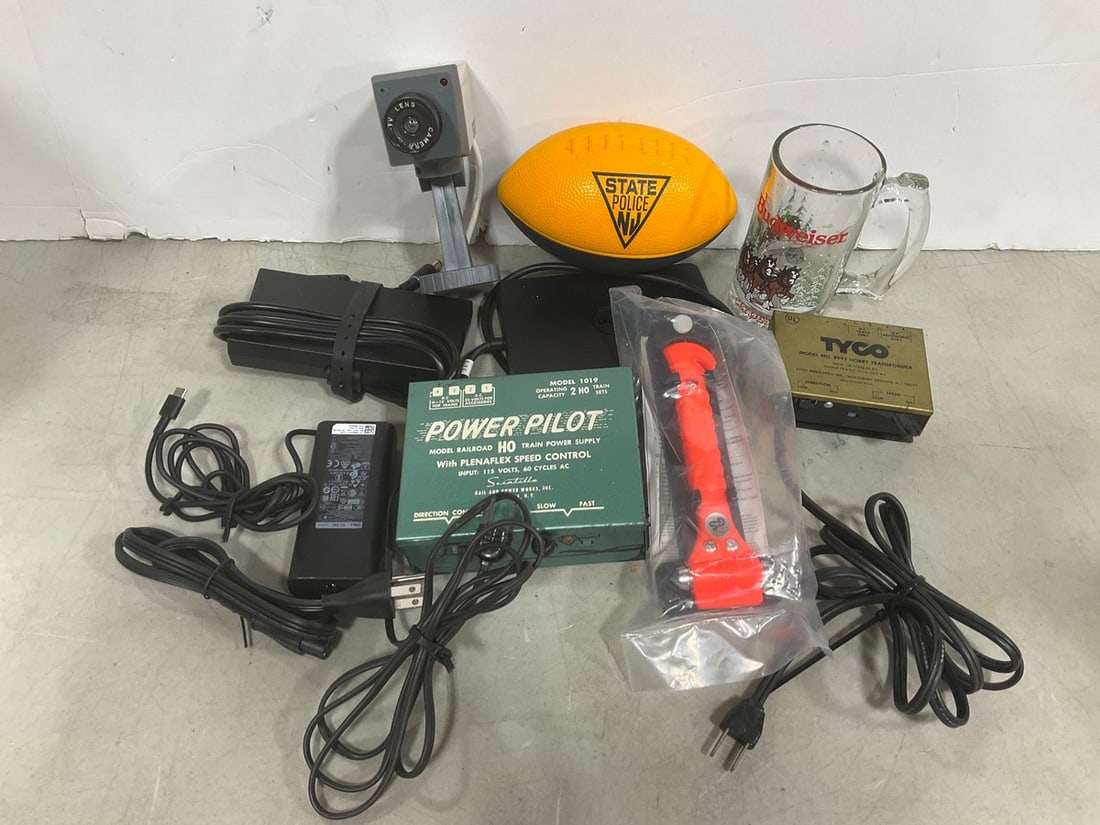 Tyco transformer, NJ state police football, Budweuser mug, and more: Tyco transformer, NJ state police football, Budweuser mug, and more