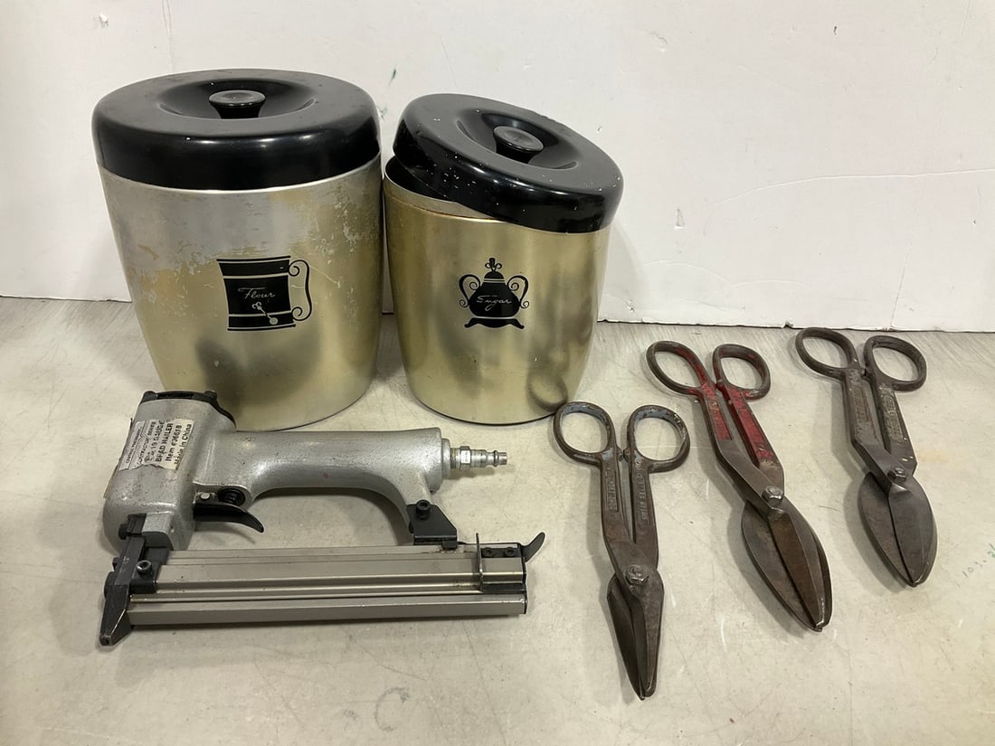 Vintage West Bend aluminum canisters, brad nailer, and more (1 of 1)