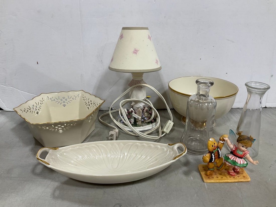 Lenox bowls, Fred and Ginger Fairie statue, lamp(10.5in.tall), and more: Lenox bowls, Fred and Ginger Fairie statue, lamp(10.5in.tall), and more